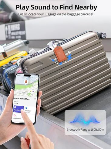 Luggage Tags, Works with Apple Find My, Smart Luggage Tag for Suitcases, Leather Bag Tags for Travel, Suitcase Tag with Privacy Flap, Anti-Lost Luggage Tracker, Travel Essentials, Rechargeable, Orange in Saudi Arabia
