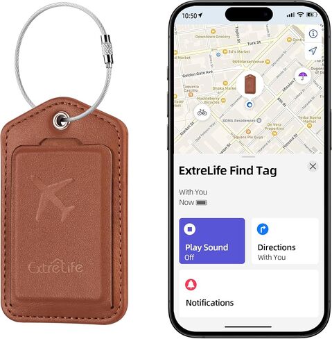 Luggage Tags, Works with Apple Find My, Smart Luggage Tag for Suitcases, Leather Bag Tags for Travel, Suitcase Tag with Privacy Flap, Anti-Lost Luggage Tracker, Travel Essentials, Rechargeable, Orange in Saudi Arabia