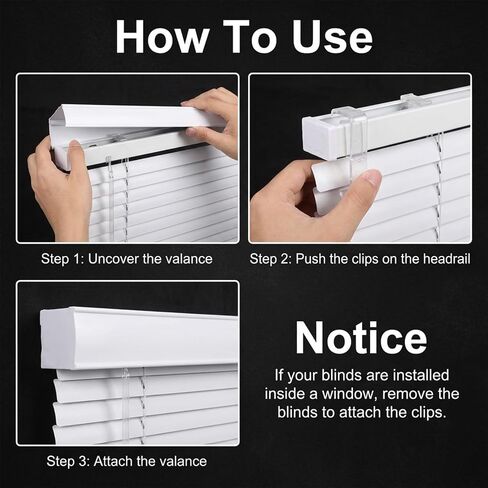 ElevateTech 3 Inch Valance Clips for Horizontal Blind Valance, 12 Pcs Clear Plastic Hidden Blind Valances Retainer Holder for Window Blinds in Kuwait