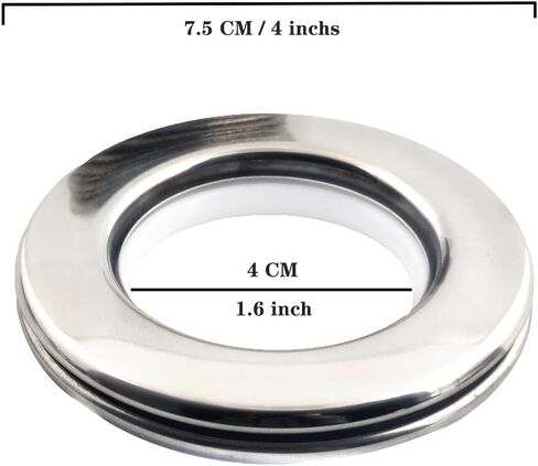 Ailejia Stainless Steel Curtain Grommets DIY Rings Eyelet Metal Grommet Kit Ring Inner Diameter 1-9/16"(4cm) Silencer Sliding Metal Pack of 8 in Kuwait