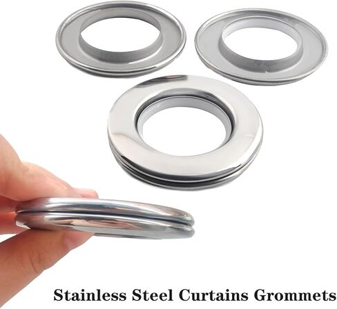 Ailejia Stainless Steel Curtain Grommets DIY Rings Eyelet Metal Grommet Kit Ring Inner Diameter 1-9/16"(4cm) Silencer Sliding Metal Pack of 8 in Kuwait