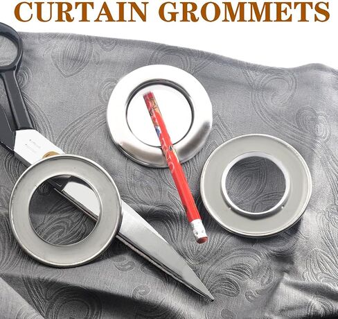 Ailejia Stainless Steel Curtain Grommets DIY Rings Eyelet Metal Grommet Kit Ring Inner Diameter 1-9/16"(4cm) Silencer Sliding Metal Pack of 8 in Kuwait