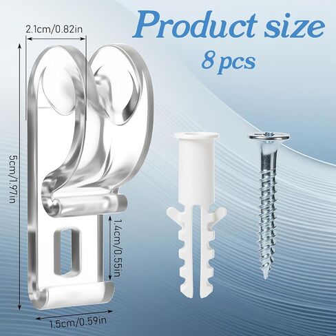 8 PCS Curtain P Blind Cord Holder Clip, Roller Shade Clear Safety Chain and Cord Guide Fixation Hook Bead Chain Tension Device for Roller Blinds and Shades in Saudi Arabia