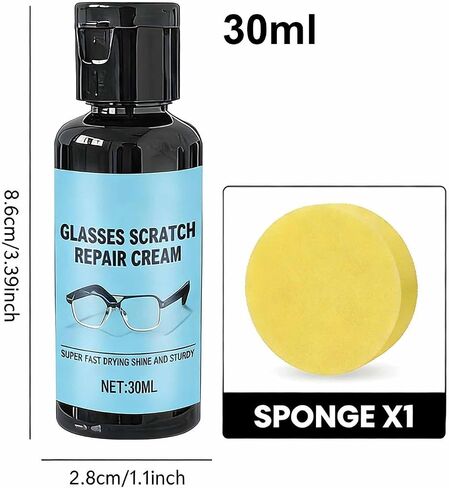 Glasses Scratch Remover For Spectacles, Glass Scratch Repair For Lenses, Glasses Lens Scratches Remover, 30ml Eyeglass Cleaner Spray With Sponge, For Camera Screen Watch Phone Windshield Travel Daily in Kuwait
