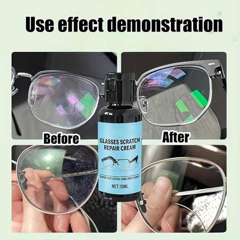 Glasses Scratch Remover For Spectacles, Glass Scratch Repair For Lenses, Glasses Lens Scratches Remover, 30ml Eyeglass Cleaner Spray With Sponge, For Camera Screen Watch Phone Windshield Travel Daily in Kuwait