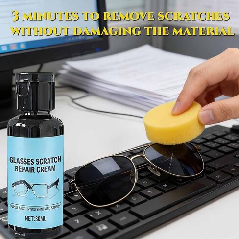 Glasses Scratch Remover For Spectacles, Glass Scratch Repair For Lenses, Glasses Lens Scratches Remover, 30ml Eyeglass Cleaner Spray With Sponge, For Camera Screen Watch Phone Windshield Travel Daily in Kuwait