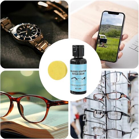 Glasses Scratch Remover For Spectacles, Glass Scratch Repair For Lenses, Glasses Lens Scratches Remover, 30ml Eyeglass Cleaner Spray With Sponge, For Camera Screen Watch Phone Windshield Travel Daily in Kuwait