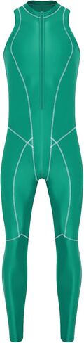 Oil Silky Bodysuit for Men Glossy Jumpsuit for Men Shiny Satin Glossy Zipper Front Clubwear Beachwear Green X-Large in Saudi Arabia