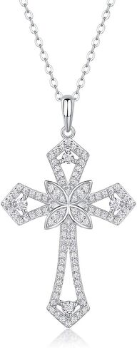 Divine Diamond Cross Necklace, VVS1 D Color, Pristine Craftsmanship in 14K White Gold - Elegant Expression of Faith and Luxury in Kuwait