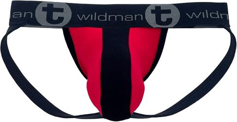 Wildmant Cotton Big Boy Pouch Stripe Jockstrap Red/Black in Kuwait