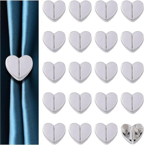 8 Pairs Heart-Shaped Magnetic Curtain Closure Decorative Detachable Drape Buckle for Indoor Outdoor Use Keep Curtains Closed Prevent Light Leakage (Gold) in Kuwait