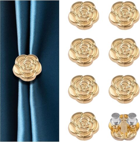 8 Pairs Heart-Shaped Magnetic Curtain Closure Decorative Detachable Drape Buckle for Indoor Outdoor Use Keep Curtains Closed Prevent Light Leakage (Gold) in Kuwait