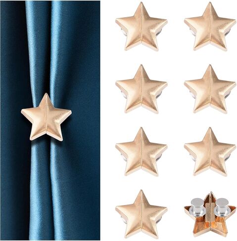 8 Pairs Heart-Shaped Magnetic Curtain Closure Decorative Detachable Drape Buckle for Indoor Outdoor Use Keep Curtains Closed Prevent Light Leakage (Gold) in Kuwait