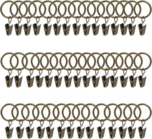 Murtenze 44 Pack Bronze Curtain Rings with Clips, Curtain Hooks Hangers Drapery 1 inch Inner Diameter Clips Rings for Hanging Drapes Bows Hat, Fits up to 5/8 inch Rod in Kuwait