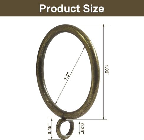 50 Packs Curtain Rings with Eyelets, Heavy Duty Metal Drapery Rings for Pinch Pleat Curtains, 1.5 Inch Inner Diameter Fits Up to 1.2 Inch Curtain Rod, Antique Bronze in Kuwait