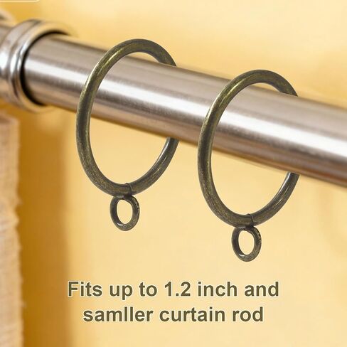 50 Packs Curtain Rings with Eyelets, Heavy Duty Metal Drapery Rings for Pinch Pleat Curtains, 1.5 Inch Inner Diameter Fits Up to 1.2 Inch Curtain Rod, Antique Bronze in Kuwait
