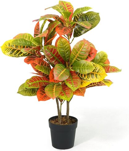 Fencer Wire 30 Inch Artificial Topiary Croton Tree, UV Resistant Artificial Outdoor Plants, Faux Bushes and Shrub, Fake Trees in Pot with Dried Moss, Artificial Plants for Front Porch, Indoor, Outdoor in Saudi Arabia
