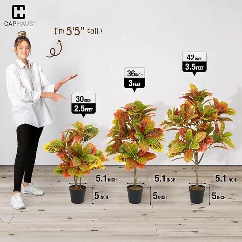 Fencer Wire 30 Inch Artificial Topiary Croton Tree, UV Resistant Artificial Outdoor Plants, Faux Bushes and Shrub, Fake Trees in Pot with Dried Moss, Artificial Plants for Front Porch, Indoor, Outdoor in Saudi Arabia