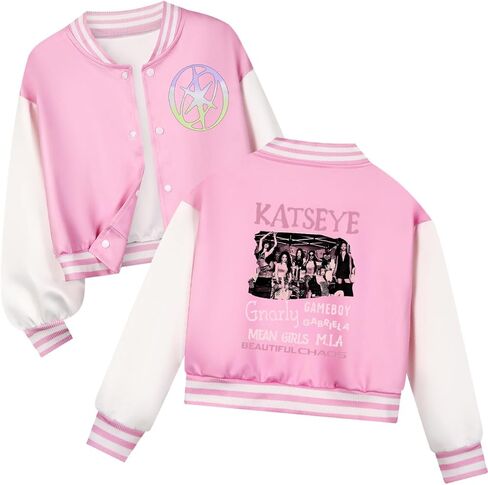 KATSEYE Girls Baseball Jersey Kids Long Sleeve Button up Jacket Sweatshirt Music Album Graphic Katseye Merch in Kuwait