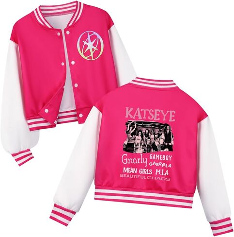 KATSEYE Girls Baseball Jersey Kids Long Sleeve Button up Jacket Sweatshirt Music Album Graphic Katseye Merch in Kuwait