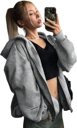Girls Zip Up Hoodie, Casual Long Sleeve Hooded Sweatshirt Jacket for Kids School Daily Wear in Kuwait