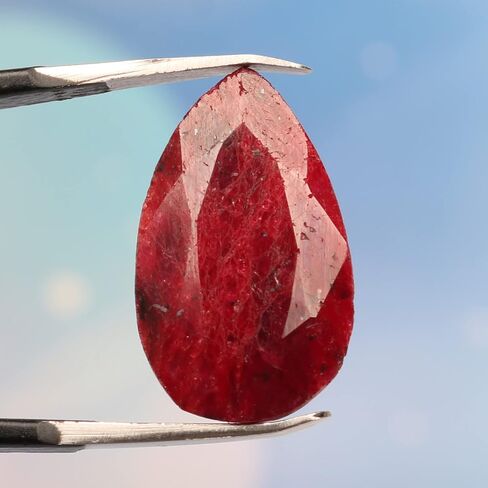 REAL-GEMS ياقوت أحمر دم طبيعي فضفاض 18 قيراط. قطع كمثرى ممتازة أحجار كريمة مفكوكة AXG-397 in Kuwait