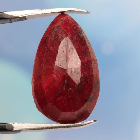 REAL-GEMS ياقوت أحمر دم طبيعي فضفاض 18 قيراط. قطع كمثرى ممتازة أحجار كريمة مفكوكة AXG-397 in Kuwait