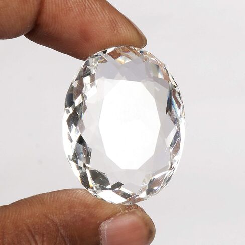 REAL-GEMS Loose Gemstones For Jewelry Making 77.00 Carats White Topaz Oval Shaped Crystals Pendants For Women And Mens in Kuwait