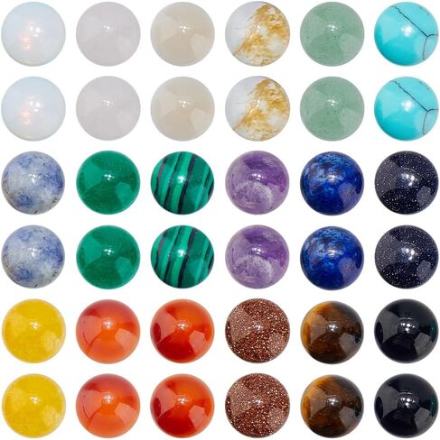 SUPERFINDINGS 72Pcs 18 Colors Natural Gemstone Cabochons 8x4mm Crystal Quartz Cabochon Flatback Half Round Cabochons No Hole Mixed Stone Gems for DIY Jewelry Craft Making in Kuwait