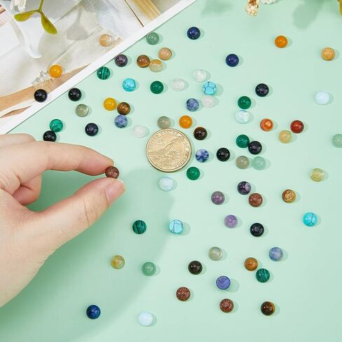 SUPERFINDINGS 72Pcs 18 Colors Natural Gemstone Cabochons 8x4mm Crystal Quartz Cabochon Flatback Half Round Cabochons No Hole Mixed Stone Gems for DIY Jewelry Craft Making in Kuwait