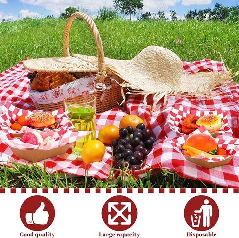 1000 Pieces Disposable Brown Paper Food Tray and Grease Proof Deli Liner, Heavy Duty 2 lb Coated Paperboard Food Boats and Wax Paper Holds Nacho, Taco, Hot Dog and More for Picnics Carnivals Birthday in Kuwait