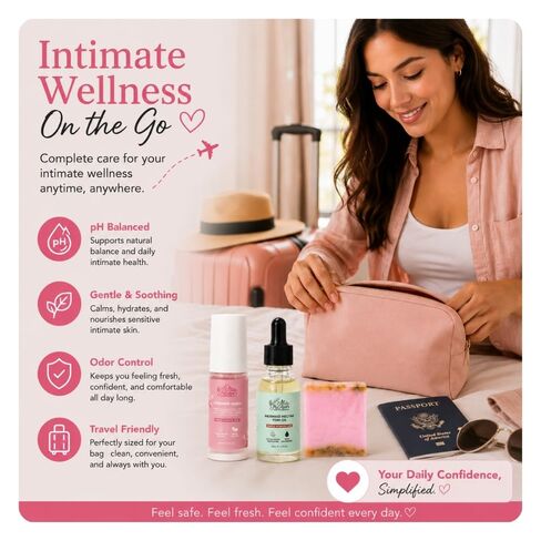 Mila Miamor Intimate Wellness Travel Set for Women | Feminine Wash, Yoni Oil & Yoni Soap Bar | pH Balanced Daily Feminine Care | Hydrating, Soothing & Odor Control | Travel Size Intimate Hygiene Kit in Saudi Arabia