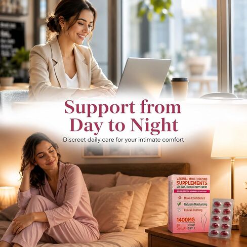 Vaginal Moisturizing Supplement for Women, Sea Buckthorn Oil, Omegas 3, 6, 7, and 9, Vitamins A and E, 100% Natural Formula, 60 Supplements in Saudi Arabia