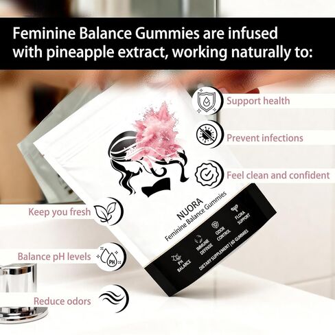 Feminine Balance Gummies for Women’s,Premium Feminine Balance Gummies， Vegan Hawaiian Pineapple, pH Balance, Healthy Odor, Flora and Immune Support, Vaginal Health Support,60 Gummies in Kuwait