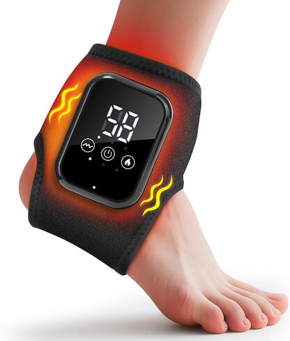 Cordless Ankle Heating Pad & Foot Massager, Heated Ankle Wrap with 3 Heat Levels (118℉-136℉) & 3 Vibration Modes, Adjustable Brace for Pain Relief, Portable Foot Warmer for Home, Office, Travel in Saudi Arabia