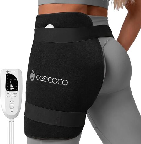 CooCoCo Hip Heating Pad for Hip Pain Relief, FSA Eligible Electric Hip Brace for Sciatica Pain Relief, Upgraded Heating Speed and Larger Heating Area, 6 Heating Levels, Auto-Off Timer, Hsa Store in Kuwait