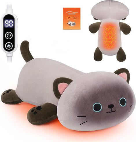 Electric Heating Pad for Period Cramps, Cuddly Soft 14" Black Cat Plush with a Hot Soft Belly USB Powered, Menstrual Heating Pad Neck Shoulder Pain Relief, Christmas Birthday Gift for Daughter Wife in Saudi Arabia