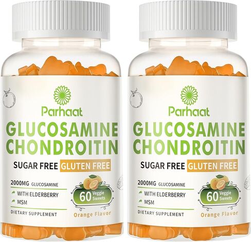 Glucosamine Chondroitin Gummies with MSM & Elderberry Extra Strength - Joint Support, Antioxidant Immune Support Supplement for Adults, Men & Women.Blueberry-2pack in Saudi Arabia