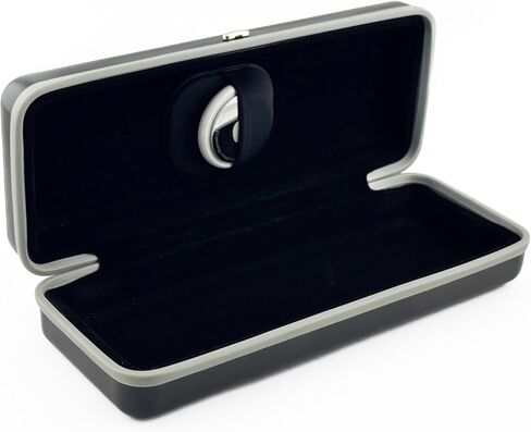 Eyeglasses Case with AirTag Compatible Holder | Metal Exterior & Soft Inner Velvet Fabric Shell Frame | Premium Protective Storage for Glasses | Modern Professional Slim Design | Black in Saudi Arabia