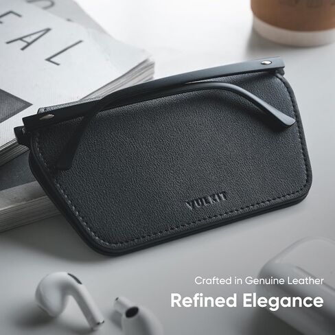 VULKIT Leather Glasses Case, Ultra Slim Sunglasses Case, Two Fixed Modes, Fits Most Eyeglasses & Sun Glasses in Kuwait