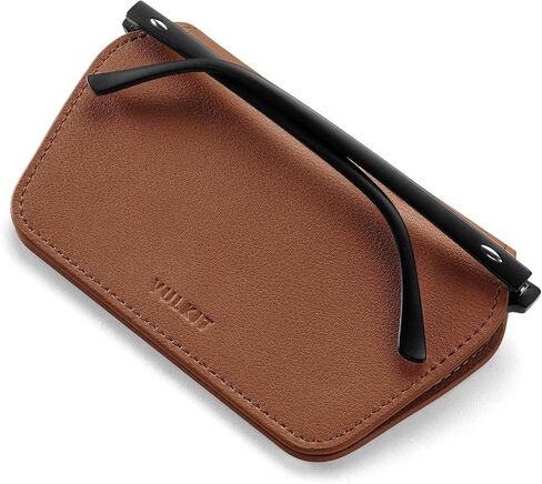 VULKIT Leather Glasses Case, Ultra Slim Sunglasses Case, Two Fixed Modes, Fits Most Eyeglasses & Sun Glasses in Kuwait