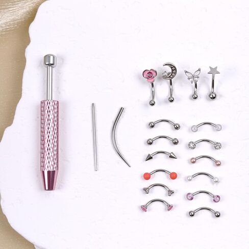 Eyebrow Rook Piercing Jewelry with Tools 16G Stainless Surgical Steel Rook Earrings Curved Barbell Eyebrow Rings Vertical Labret Lip Surface Tragus Frog Eyes Piercing Jewelry in Saudi Arabia