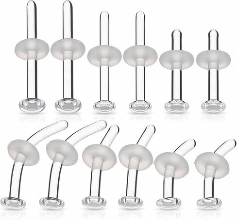 12pcs Glass Piercing Retainers 16G Curved Clear Nose Studs for Work Surgery Sports Cartilage Tragus Conch Daith Helix Nose Septum Eyebrow Piercing Jewelry for Men Women in Kuwait