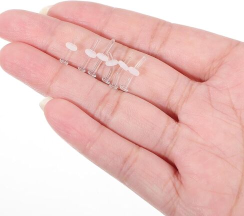 12pcs Glass Piercing Retainers 16G Curved Clear Nose Studs for Work Surgery Sports Cartilage Tragus Conch Daith Helix Nose Septum Eyebrow Piercing Jewelry for Men Women in Kuwait