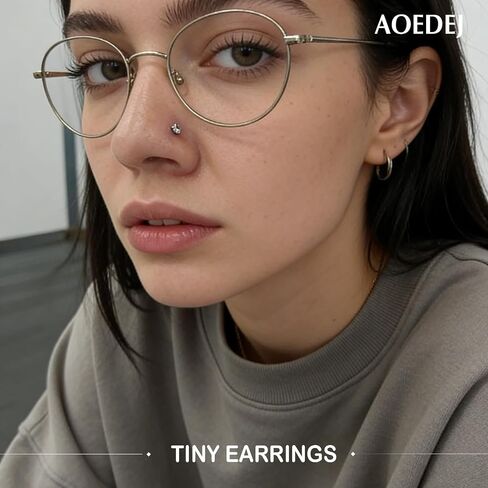 AOEDEJ 20/18/16G Titanium Internally Threaded Flat Back Stud Earrings 3/4/5mm Stars Square CZ Nose Lip Medusa Monroe Labret Piercing Jewelry for Cartilage Conch Tragus Helix Ear Studs in Kuwait