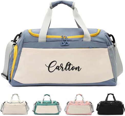 Personalized Duffel Bag with Custom Name Embroidery Waterproof Oxford Cloth Gym Travel Bag Shoe Wet Pockets Sport Overnight Weekender Bag for Women Men Christmas Groomsman Gift (Blue) in Saudi Arabia