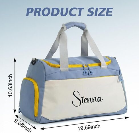 Personalized Duffel Bag with Custom Name Embroidery Waterproof Oxford Cloth Gym Travel Bag Shoe Wet Pockets Sport Overnight Weekender Bag for Women Men Christmas Groomsman Gift (Blue) in Saudi Arabia