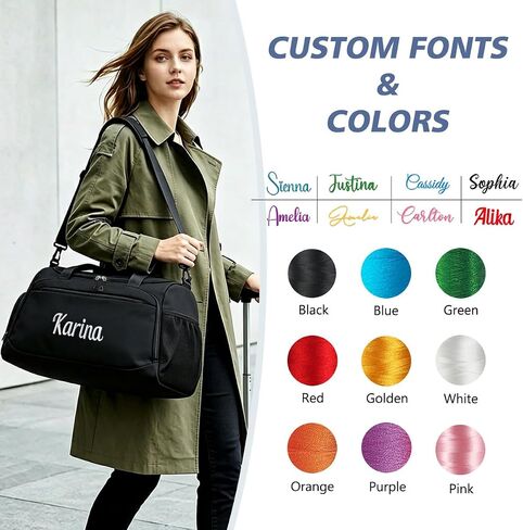 Personalized Duffel Bag with Custom Name Embroidery Waterproof Oxford Cloth Gym Travel Bag Shoe Wet Pockets Sport Overnight Weekender Bag for Women Men Christmas Groomsman Gift (Blue) in Saudi Arabia