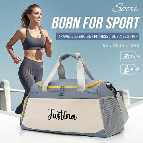 Personalized Duffel Bag with Custom Name Embroidery Waterproof Oxford Cloth Gym Travel Bag Shoe Wet Pockets Sport Overnight Weekender Bag for Women Men Christmas Groomsman Gift (Blue) in Saudi Arabia