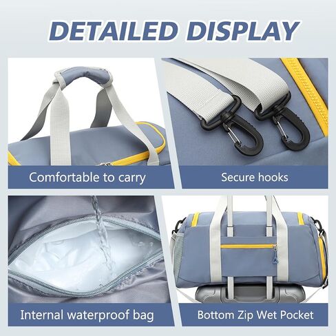 Personalized Duffel Bag with Custom Name Embroidery Waterproof Oxford Cloth Gym Travel Bag Shoe Wet Pockets Sport Overnight Weekender Bag for Women Men Christmas Groomsman Gift (Blue) in Saudi Arabia